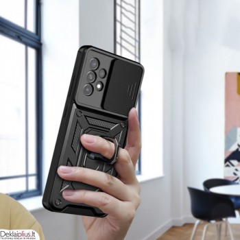 5in1 smūgiams atsparus dėklas su žiedu ir kameros apsauga - juodas (Samsung A13 4G)